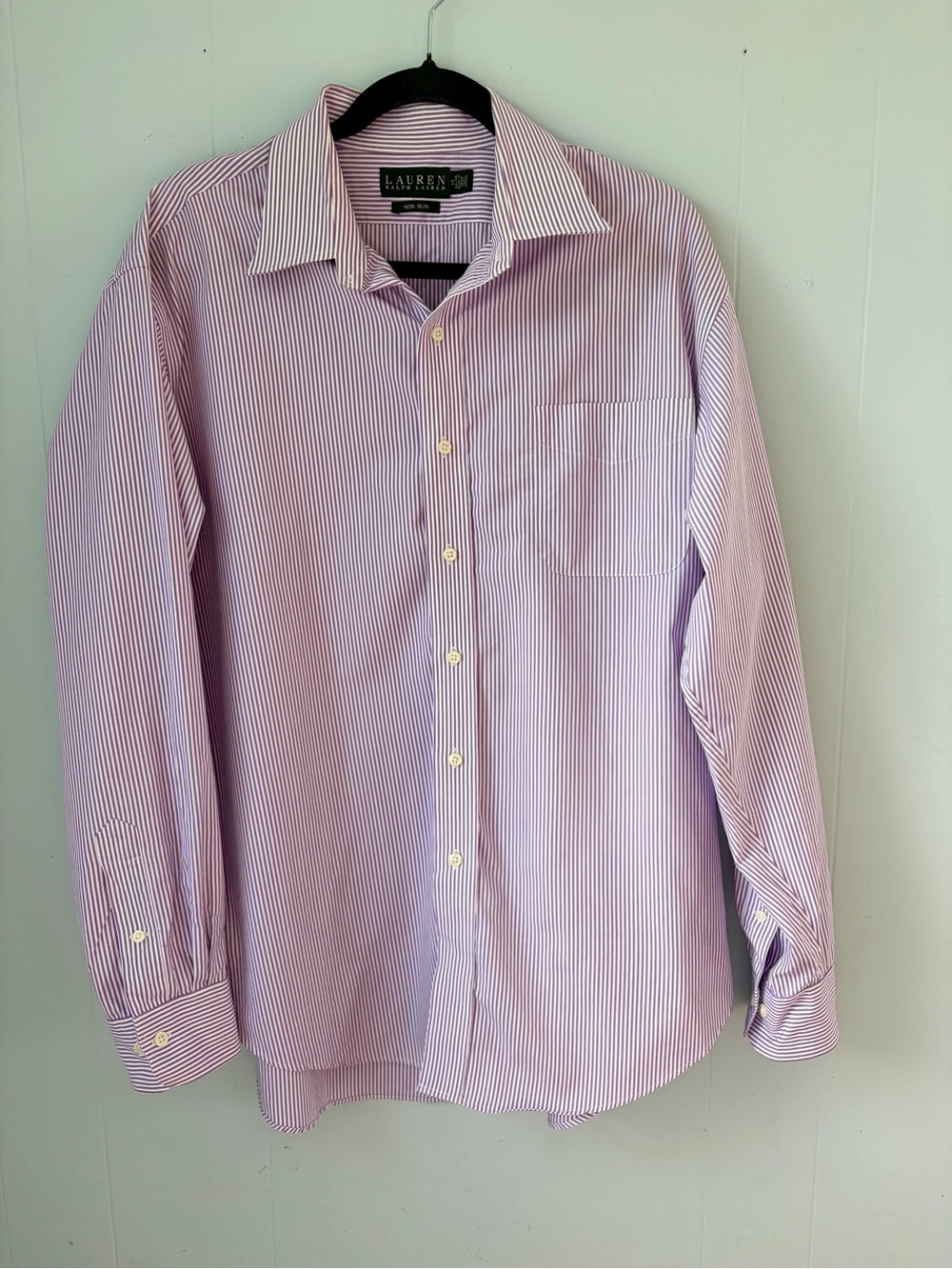 Lauren Ralph Lauren Men's Lavender Pinstripe Dress Shirt L XL 17 34/35